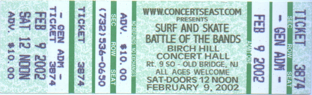 February 9, 2002 — Birch Hill admission ticket